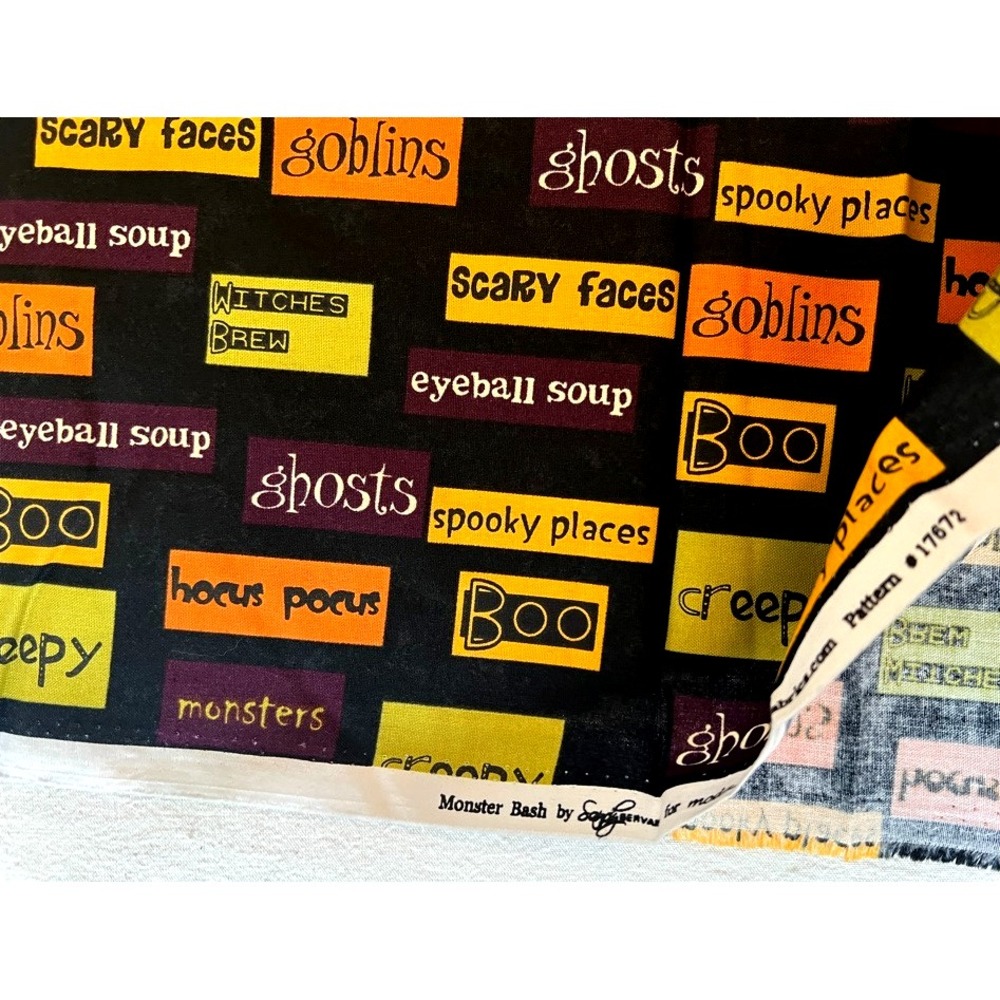 Fabric OOP Monster Bash By Sandy Gervais for Moda Halloween Word Label Print BTY